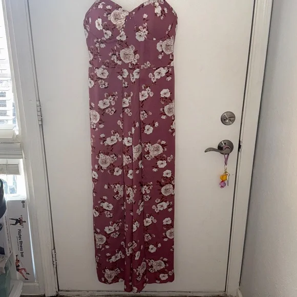 Floral Print Sleeveless Sweetheart Neck Bra Cup Jumpsuit - Picture 2 of 5